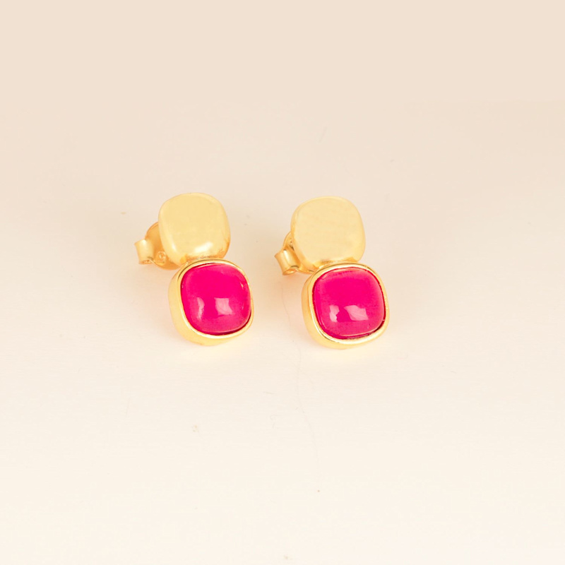Thumbnail of Glossy Gold & Dazzling Ruby Red Crystal Stud image