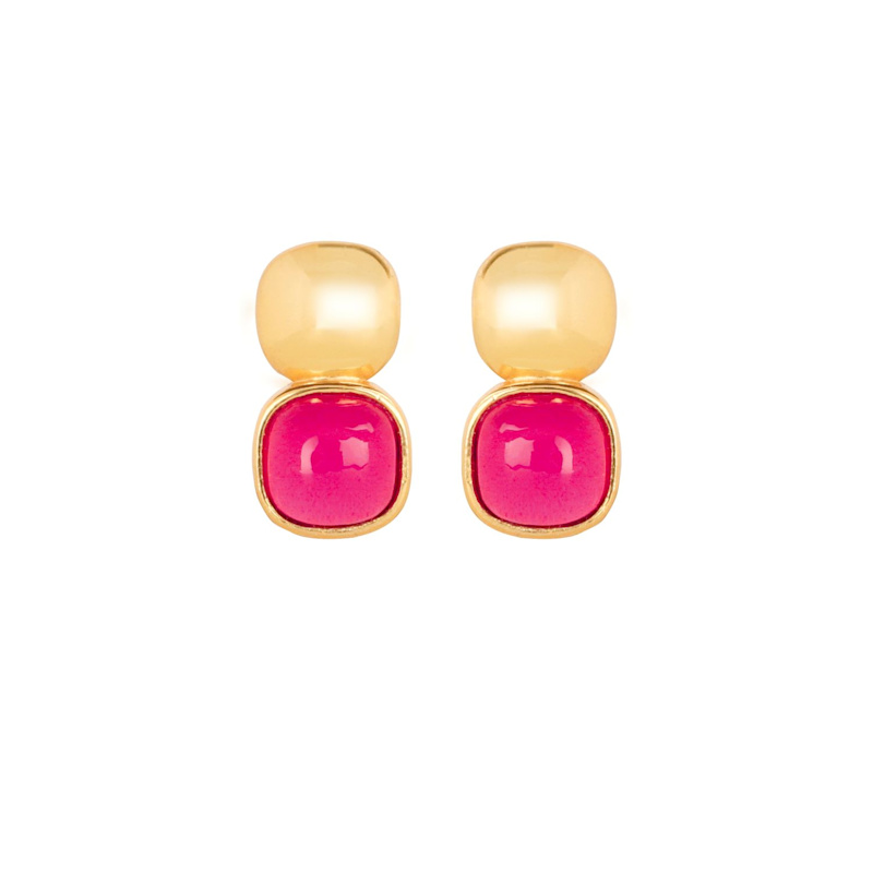 Thumbnail of Glossy Gold & Dazzling Ruby Red Crystal Stud image