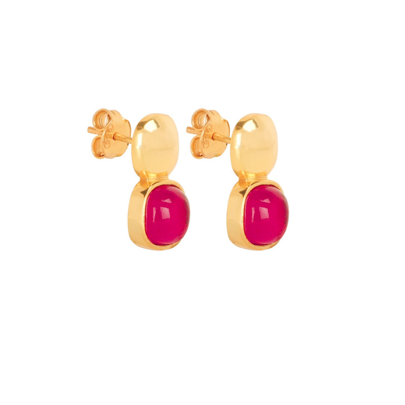 Thumbnail of Glossy Gold & Dazzling Ruby Red Crystal Stud image