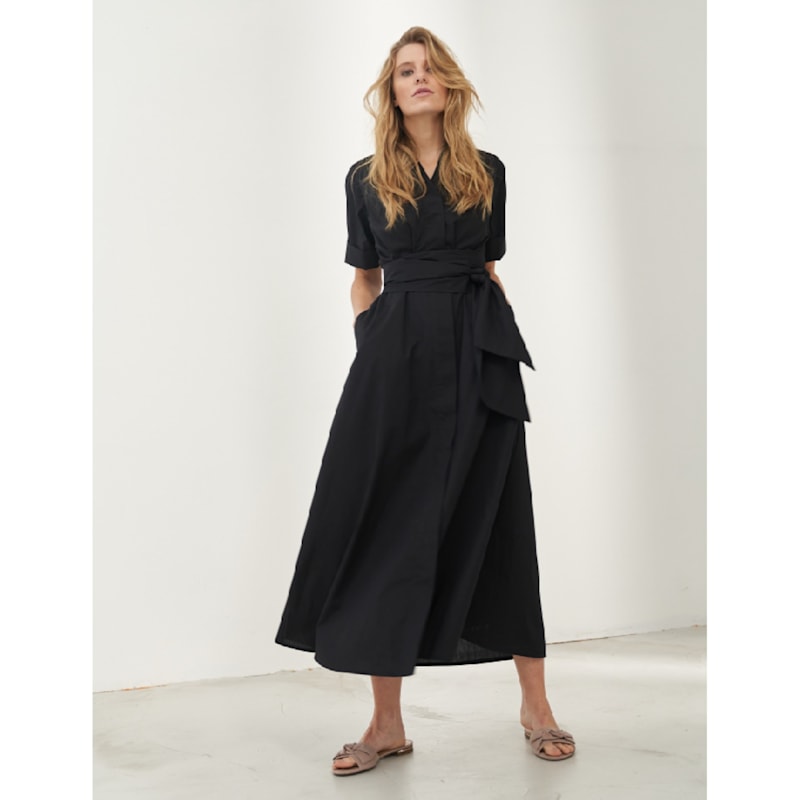 Thumbnail of Maxi Shirtdress With Detachable Wide Belt Black image