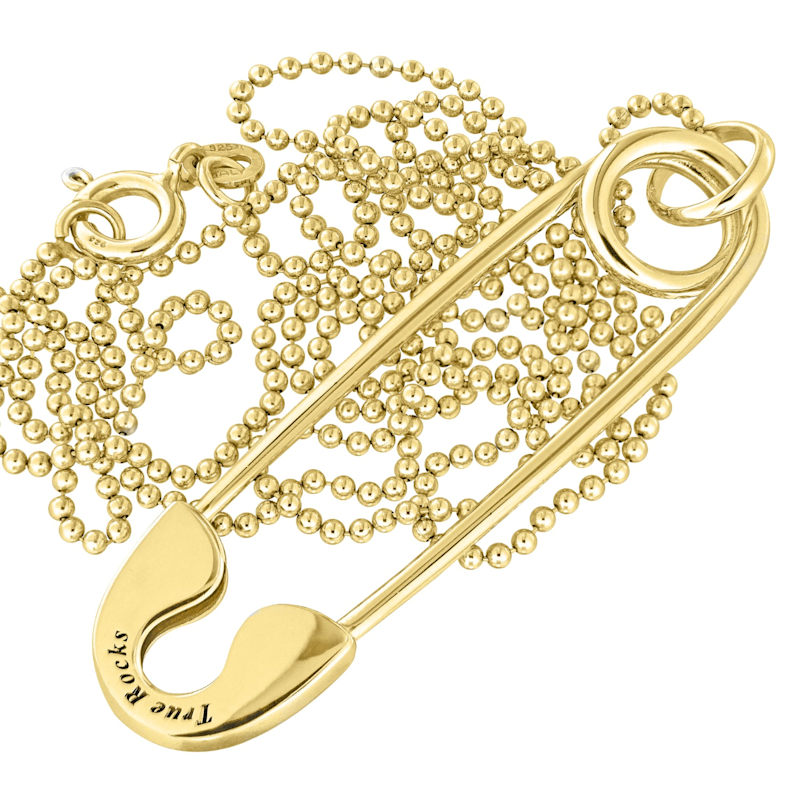 Thumbnail of Large Safety Pin Necklace Cast In Sterling Silver 18Kt Gold Plated image