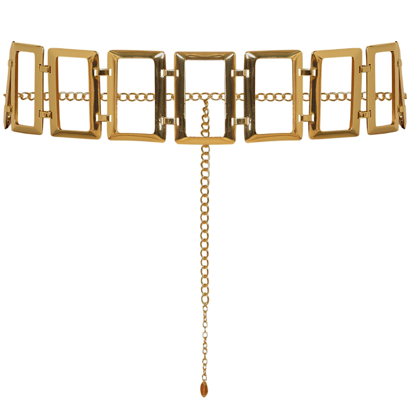 Thumbnail of Squera Wide Metal Waist Chain Belt In Gold image