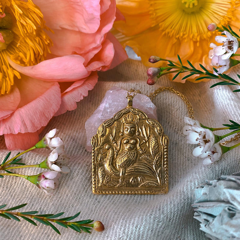 Goddess Of Creativity Necklace Set - Silver - Saraswati | Goddess ...