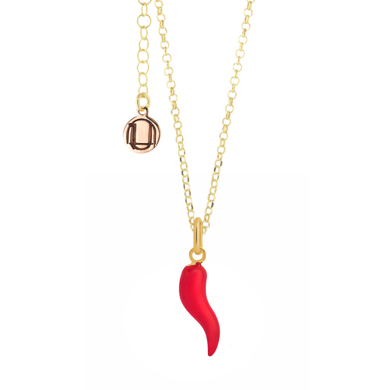 Gold And Red Enamel Cornicello Necklace – Italian Handmade Good