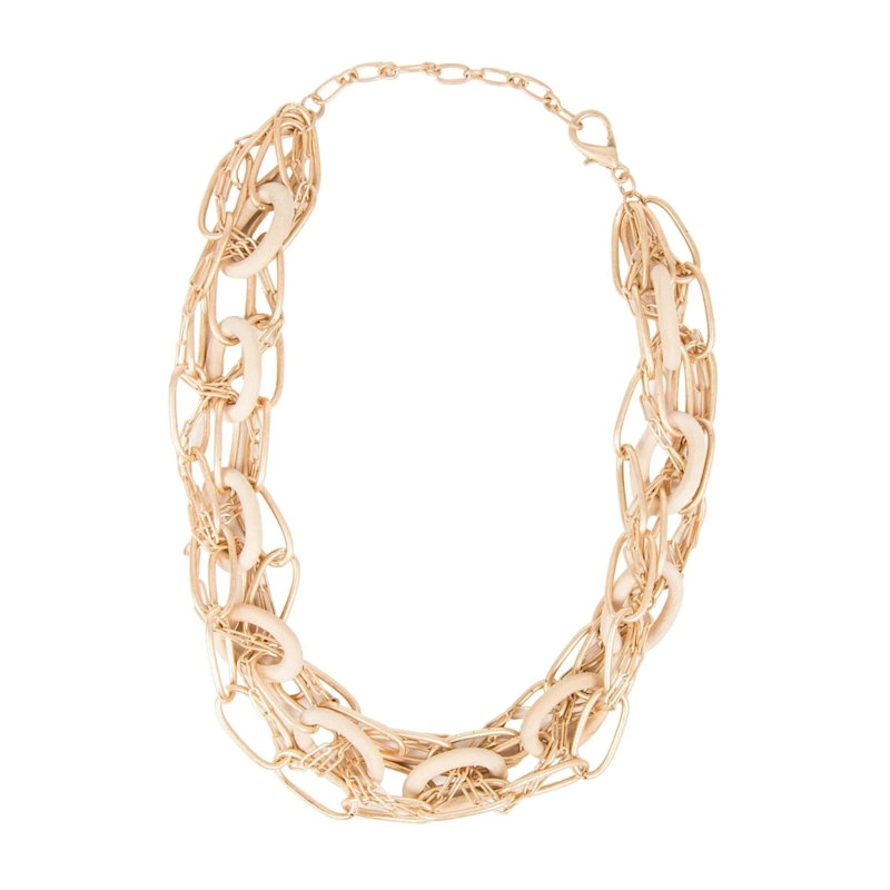 Thumbnail of Gold And Wood Chunky Chain Necklace image