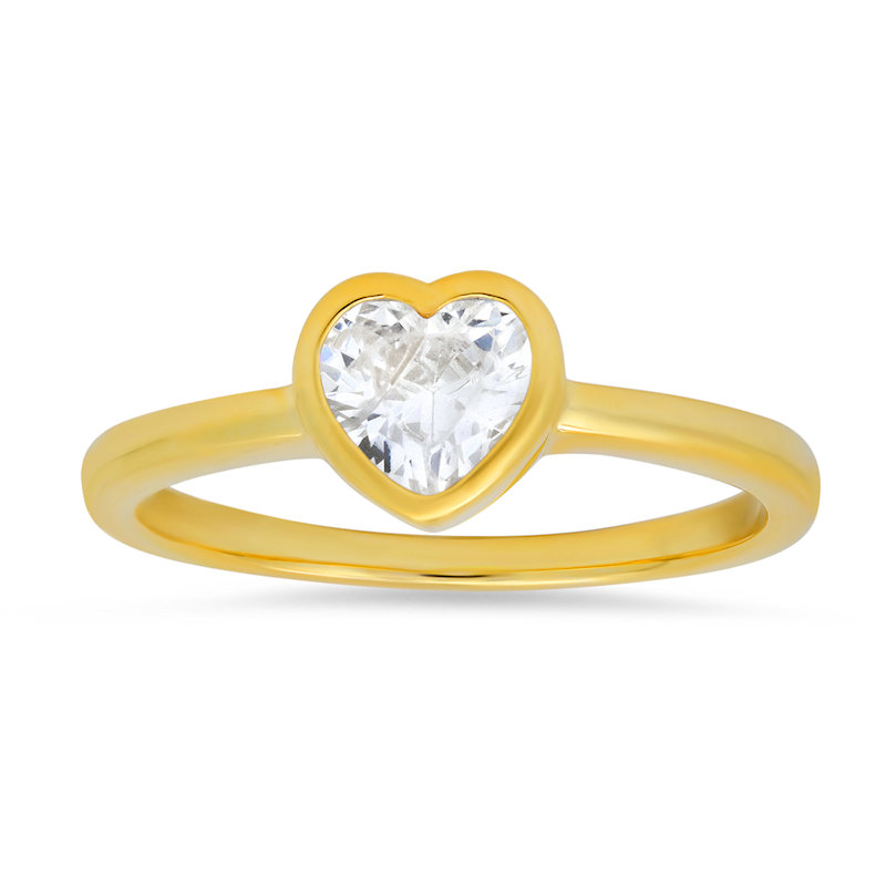Gold Bezel Set Diamond Cz Heart Ring Kylie Harper Wolf Badger
