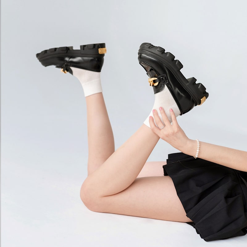 Thumbnail of Gold Chain Black Loafer image