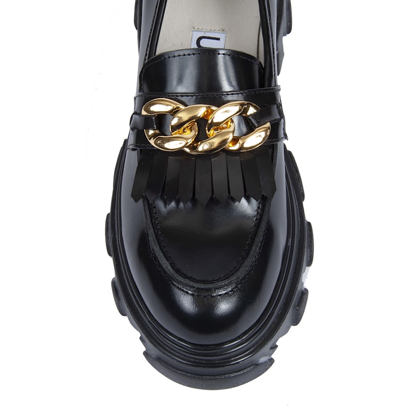 Thumbnail of Gold Chain Black Loafer image