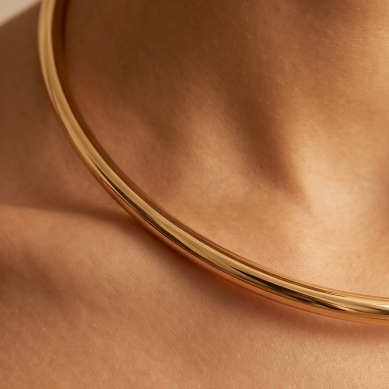Thumbnail of Gold Choker Necklace Tarnish Free Gold Plating image