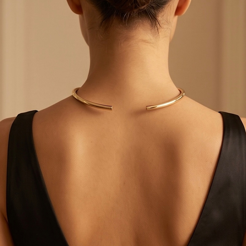 Thumbnail of Gold Choker Necklace Tarnish Free Gold Plating image