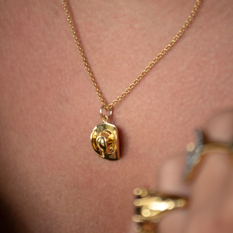 Thumbnail of Gold Cowboy Hat Charm Necklace image