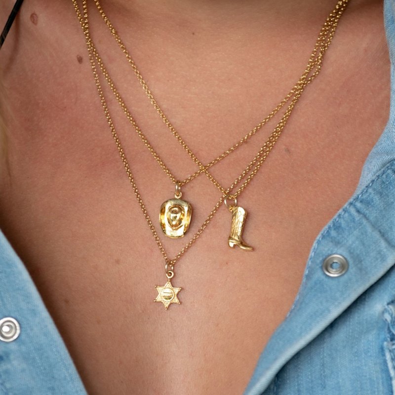 Thumbnail of Gold Cowboy Hat Charm Necklace image