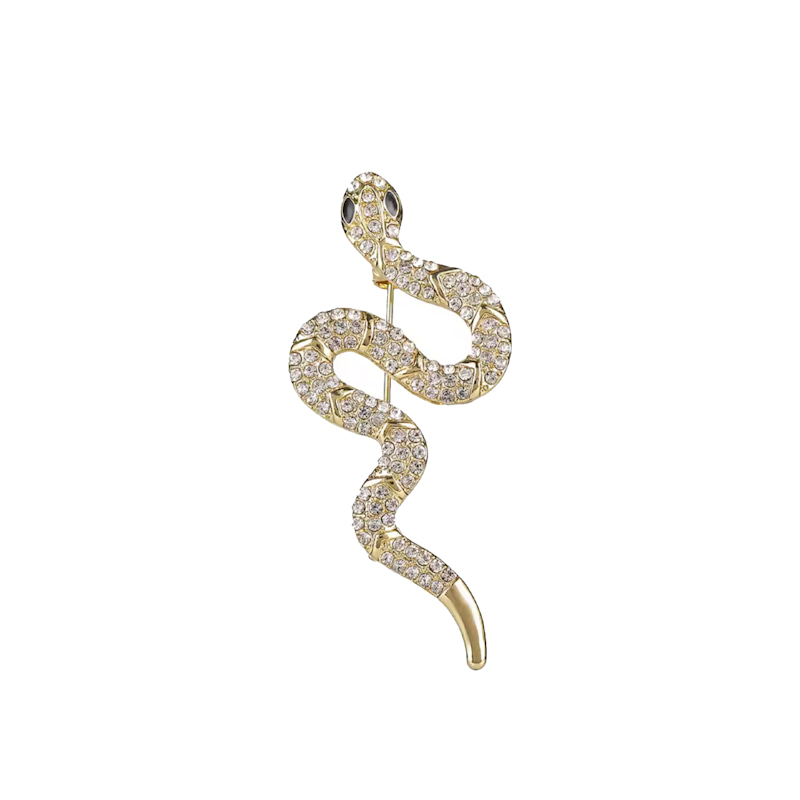 Thumbnail of Gold Crystal Snake Brooch image