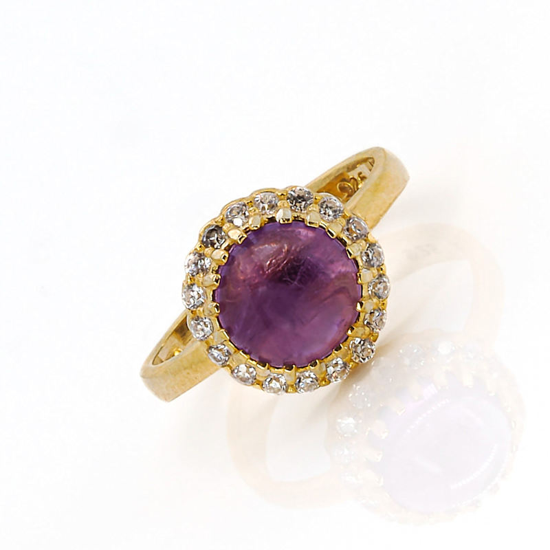 Thumbnail of Gold & Diamond Amethyst Gemstone Ring - Purple image
