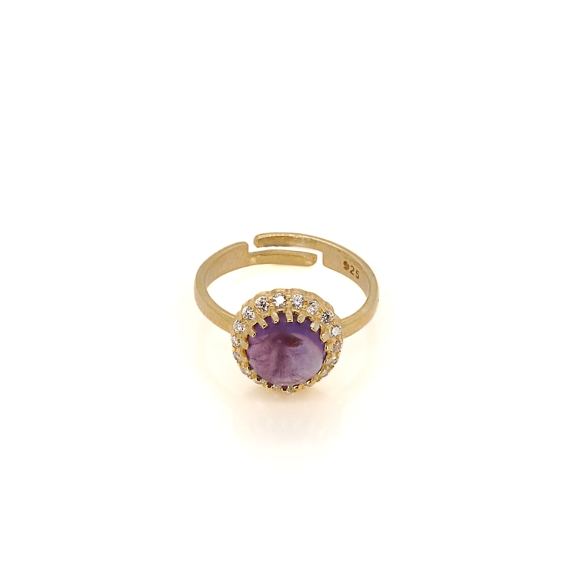 Thumbnail of Gold & Diamond Amethyst Gemstone Ring - Purple image