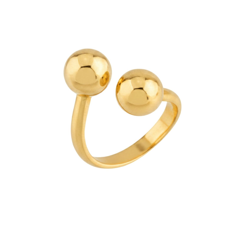 Gold Double Ball Ring | LINYA JEWELLERY | Wolf & Badger