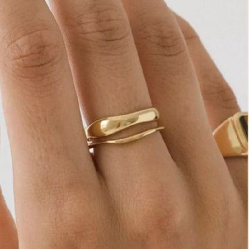 Thumbnail of Gold Double Stacked Waterproof Rings image