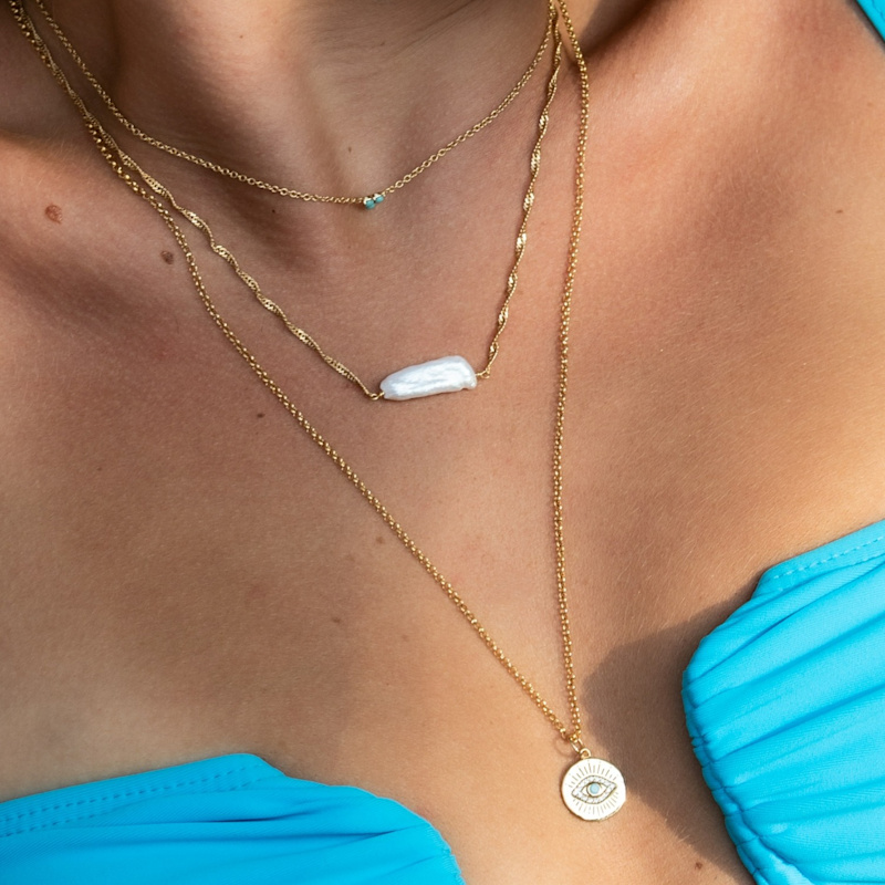 Thumbnail of Gold Evil Eye Pendant Necklace image