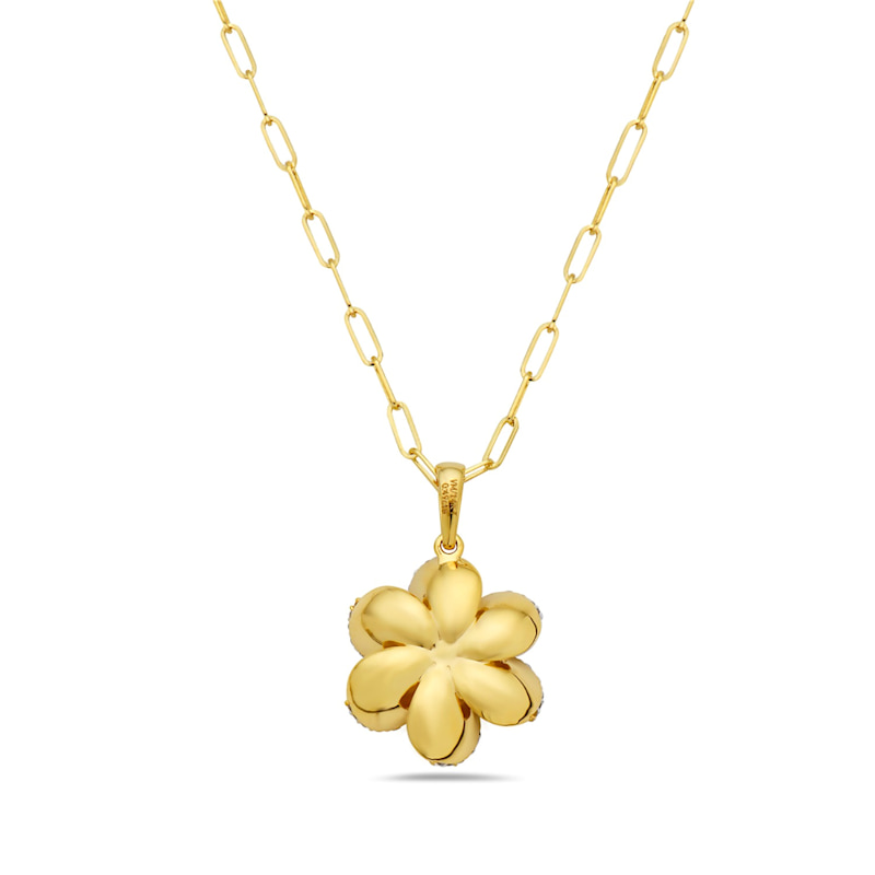Thumbnail of Natural Diamond Floral Pendant Necklace in 14K Yellow Gold image