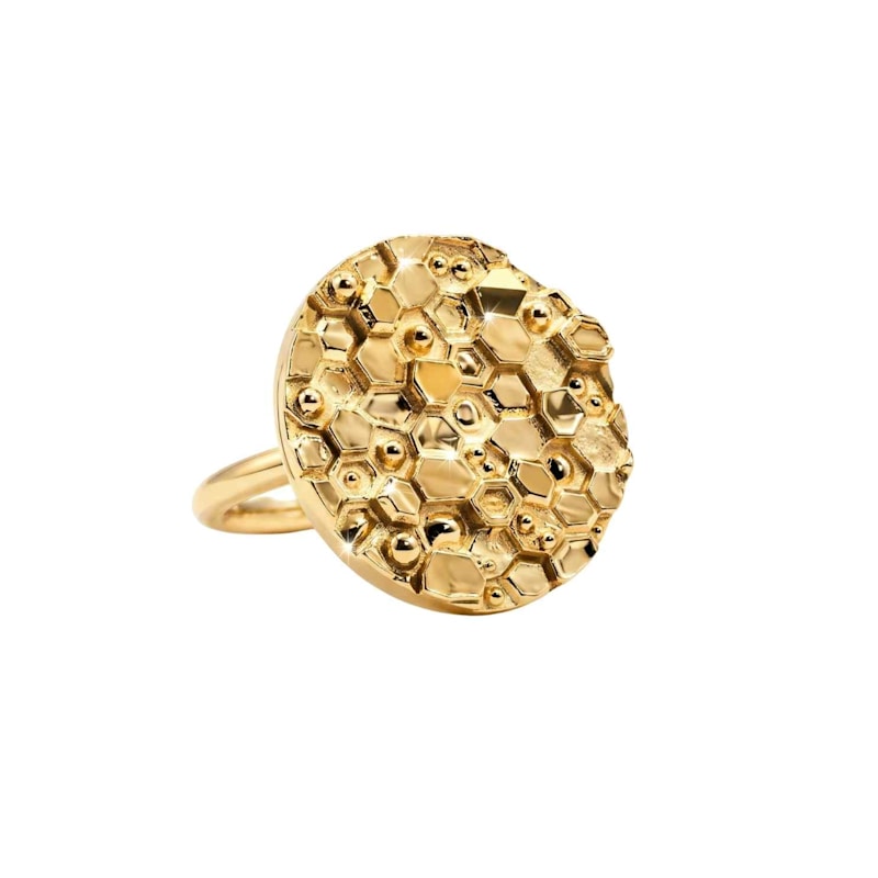 Thumbnail of Gold Geometric Circle Ring - The Hemera Ring image