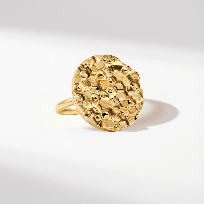 Thumbnail of Gold Geometric Circle Ring - The Hemera Ring image