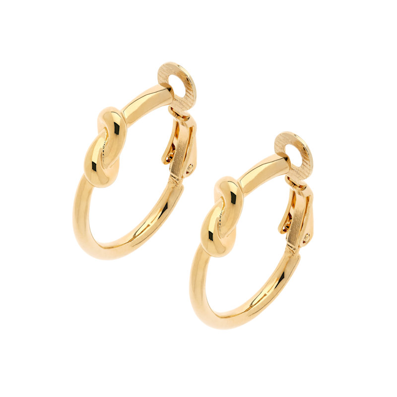 Thumbnail of Gold Knot Hoop Clip Earrings image
