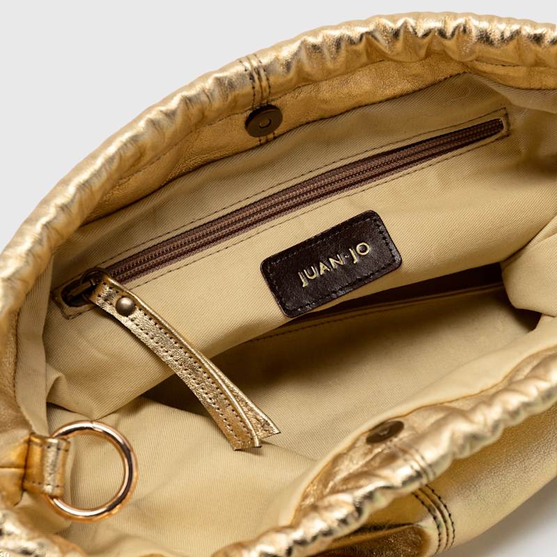 Thumbnail of Gold Leather Clutch Bag With Tassels image