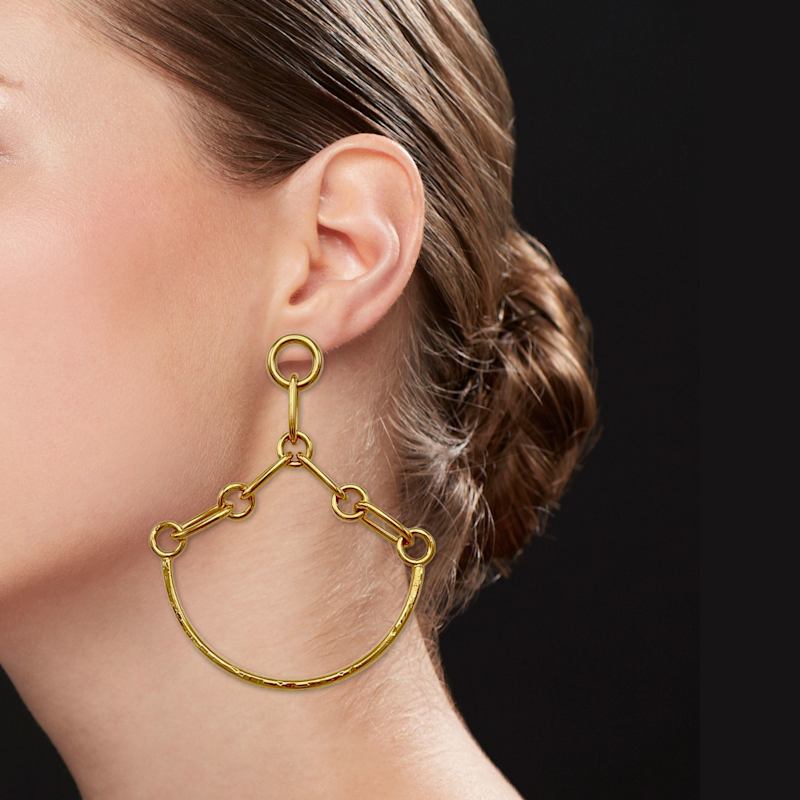 Thumbnail of Gold Libra Link Chandelier Post Earrings image
