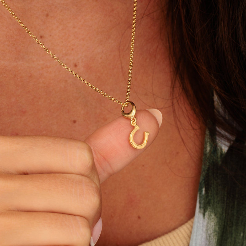 Thumbnail of Gold Plated Lucky Horseshoe Charm Necklace image