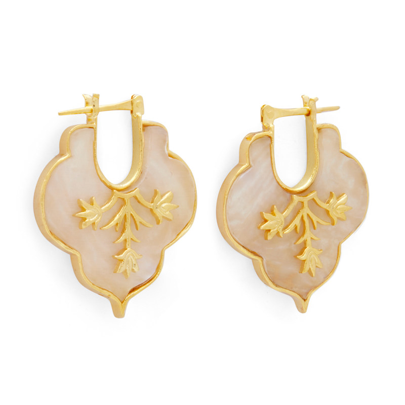 Thumbnail of Gold Mosaic Earrings With Mother Of Pearl image
