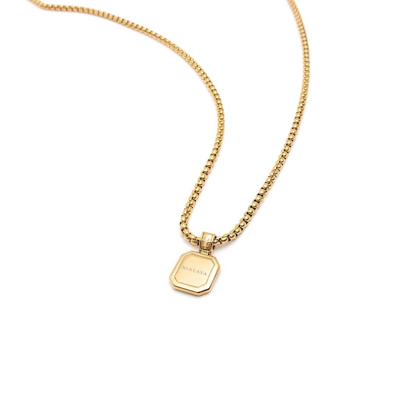 Thumbnail of Gold Necklace With Square Malachite Pendant image