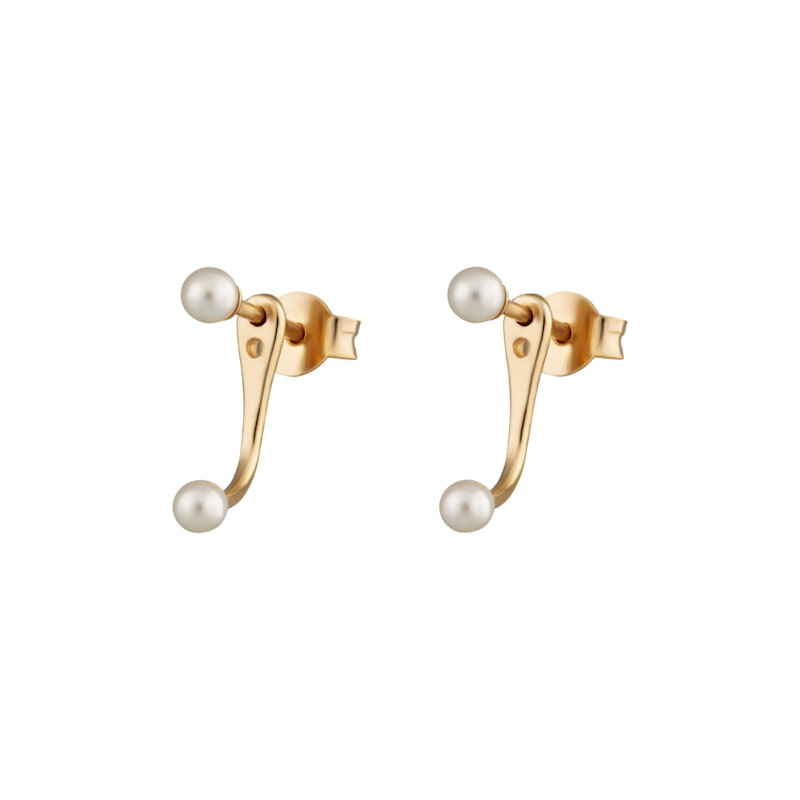 Thumbnail of Gold Pearl Dot Ear Jacket Stud Earrings image