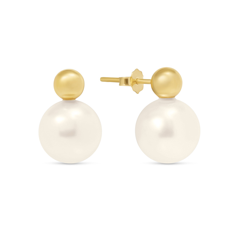 Thumbnail of Gold & Pearl Double Stud Earrings image