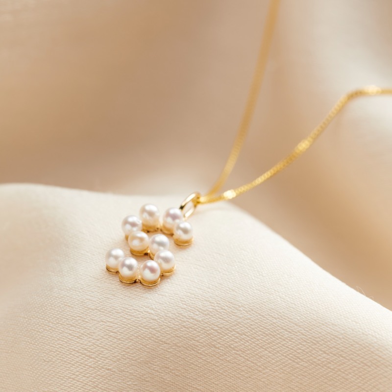 Thumbnail of 9Ct Gold Pearl Initial Charm Necklace image