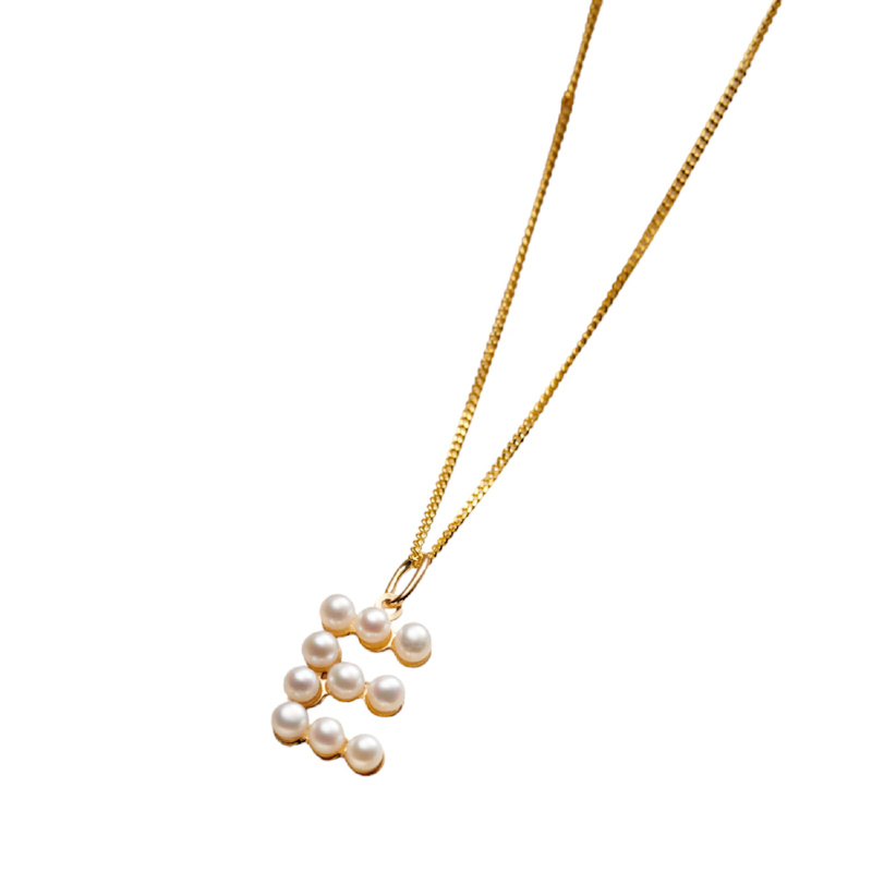 Thumbnail of 9Ct Gold Pearl Initial Charm Necklace image