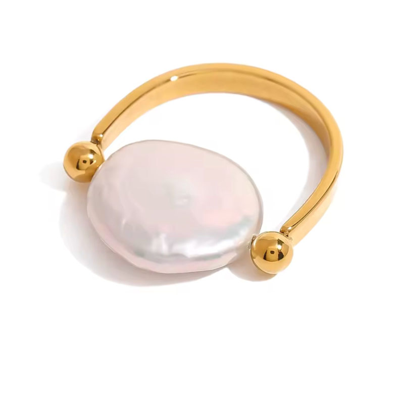 Thumbnail of Gold Pearly U Ring image