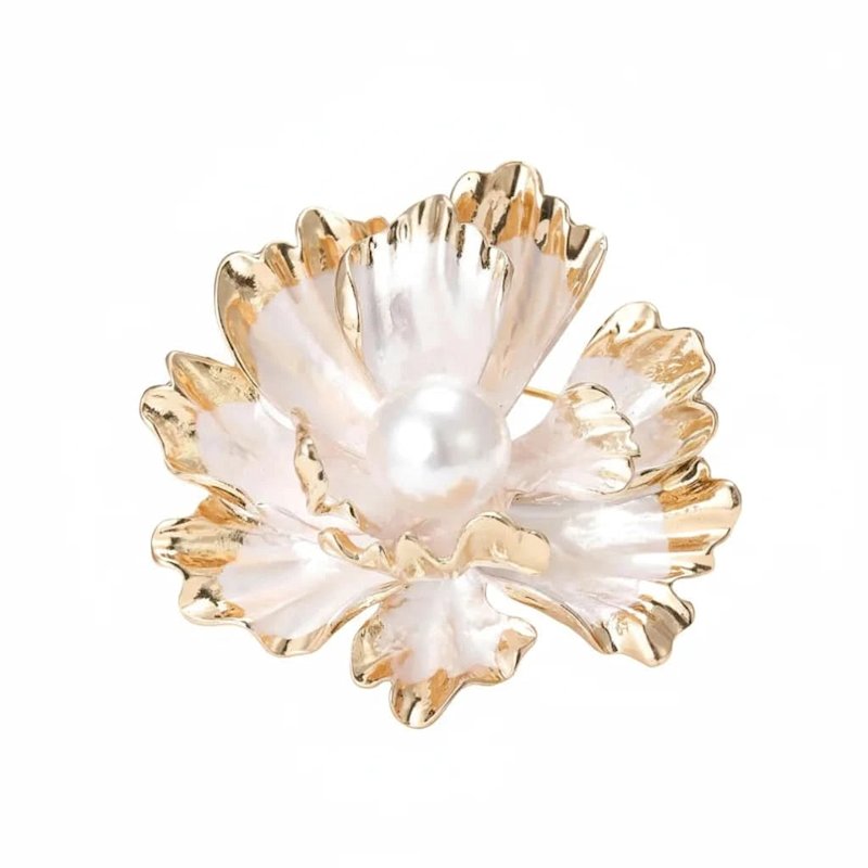 Thumbnail of Gold Peony Pearl Brooch image