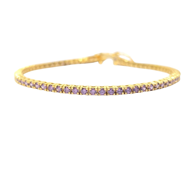 Thumbnail of Gold Plated Amethyst February Birthstone Gemstone Tennis Bracelet image