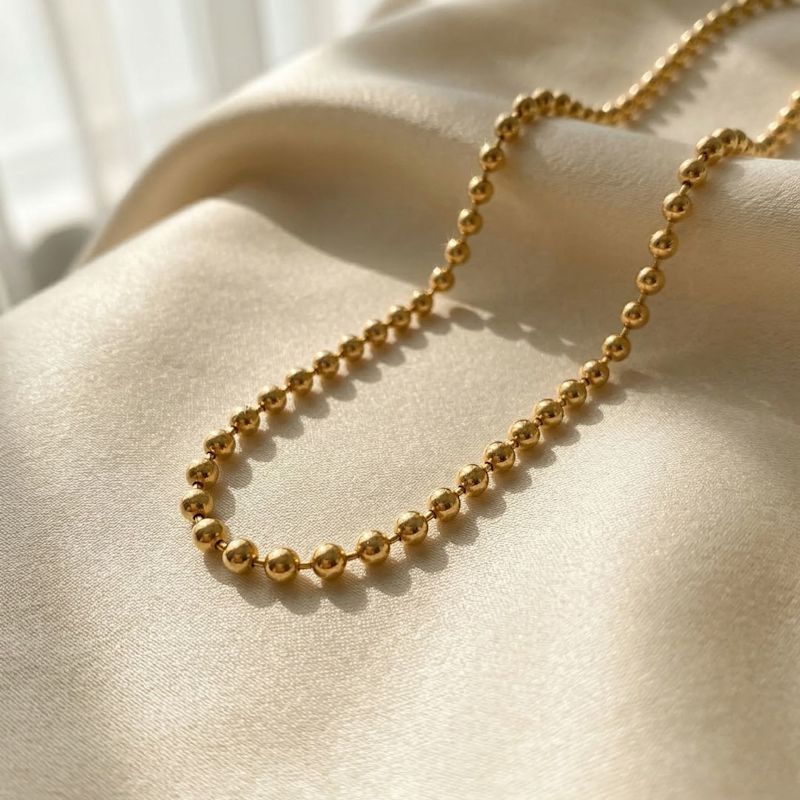 Thumbnail of Gold Plated Classic Ball Bead Extra Long Layering Chain Necklace image