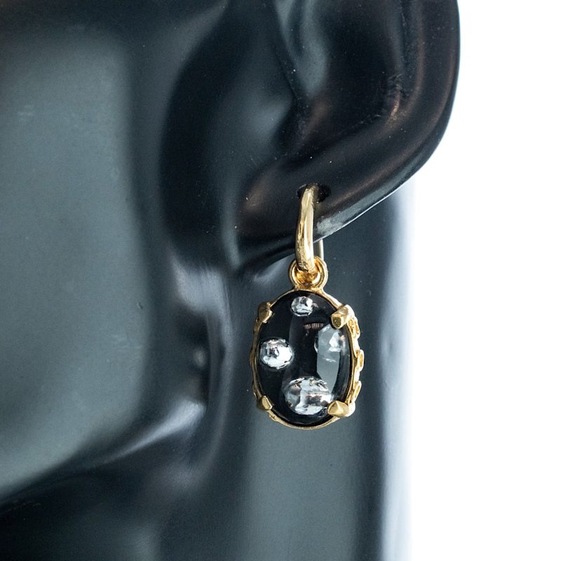 Thumbnail of Gold Plated Earrings -  Black And Silver image