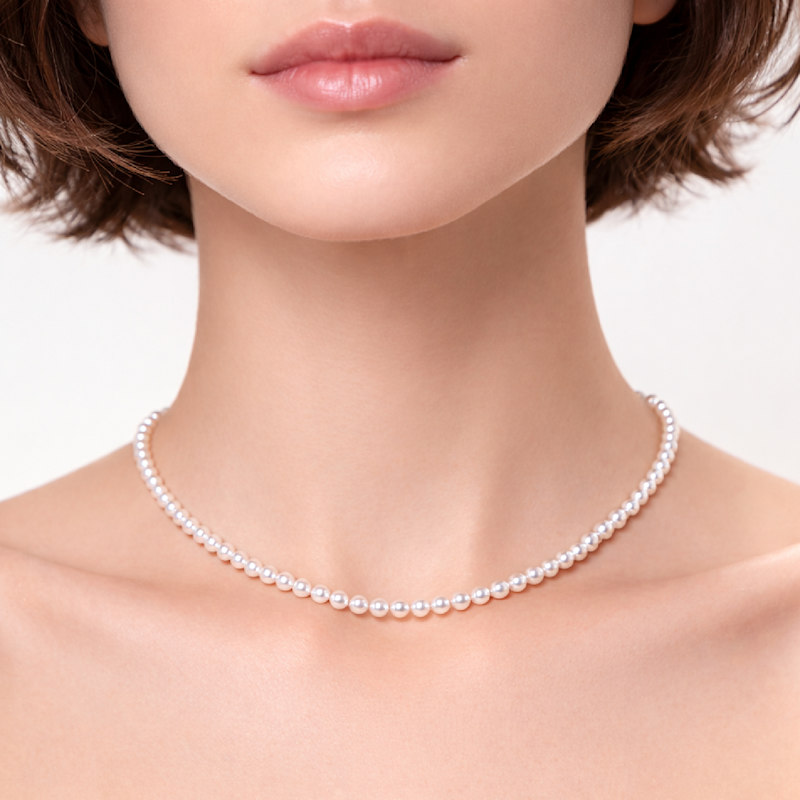 Thumbnail of Natural Freshwater Pearl Choker In Sterling Silver – Elegant Bridal Wedding Necklace For Women image