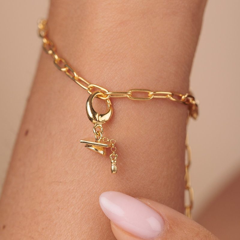 Thumbnail of Gold Plated Graduation Hat Charm Necklace image