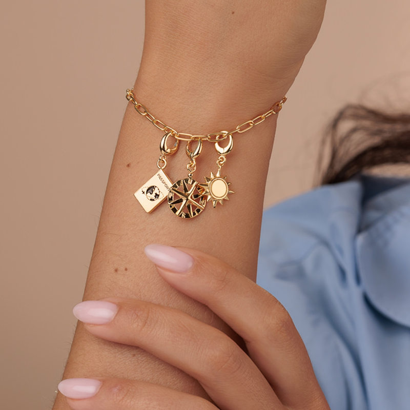 Thumbnail of Gold Plated Holiday Oval Link Charm Bracelet image