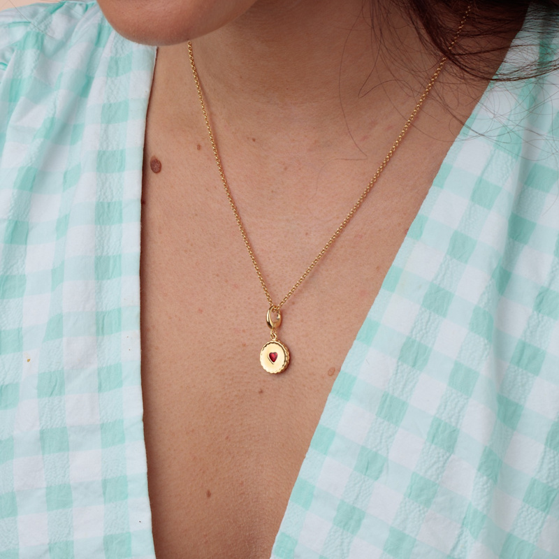 Thumbnail of Gold Plated Jammie Dodger Biscuit Charm Necklace image