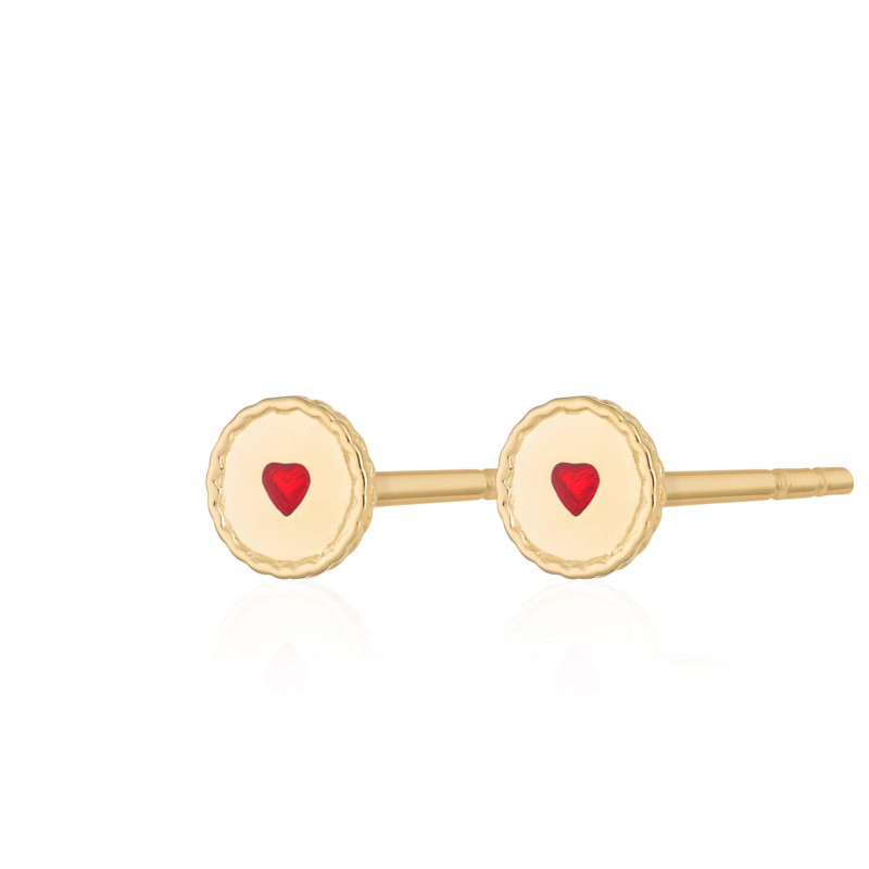Thumbnail of Gold Plated Jammie Dodger Stud Earrings - Biscuit Earrings image