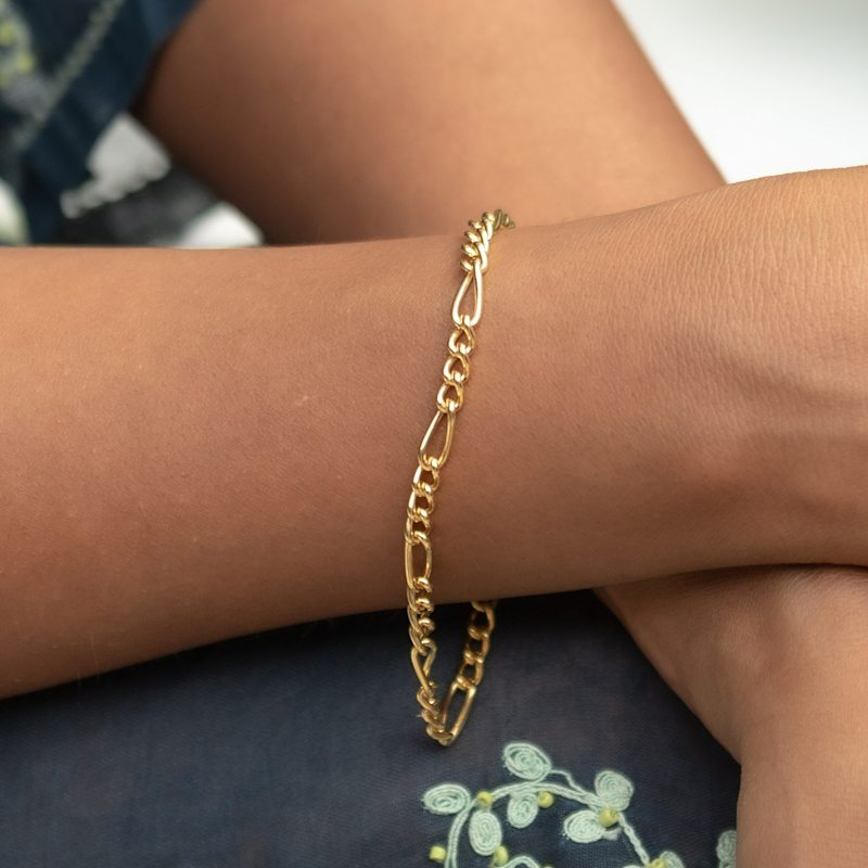 Thumbnail of Gold Plated Large Linked Figaro Charm Bracelet image