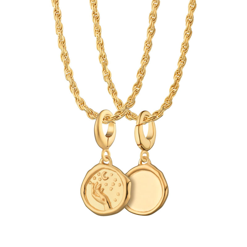 Thumbnail of Gold Plated Manifest Magic Charm Necklace With Twisted Rope Chain image