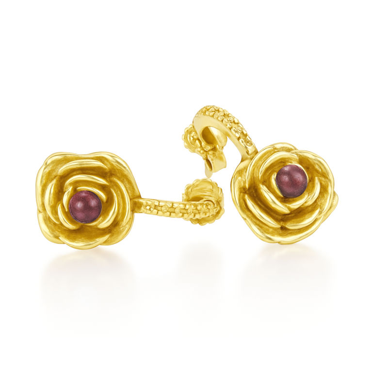 Thumbnail of Gold Plated Rose Drop Earrings With Ruby – Earrings For Women – Jewelry For Women image