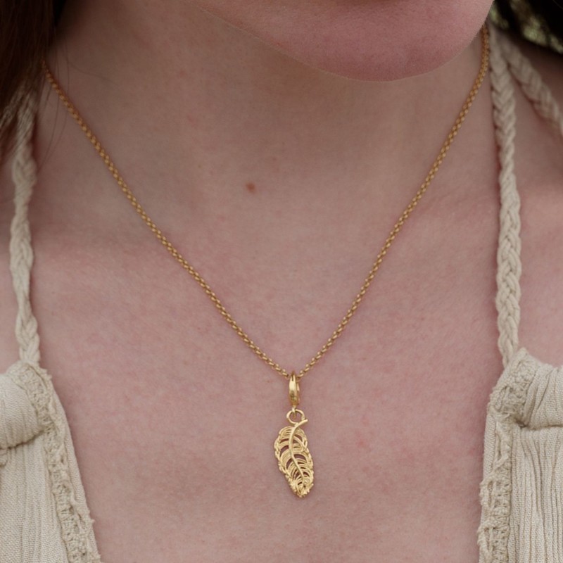 Thumbnail of Gold Plated Small Feather Charm Necklace image