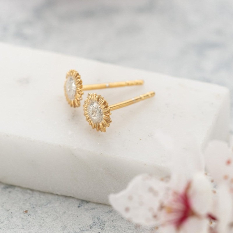 Thumbnail of Gold Plated Sunflower Stud Earrings - Flower Earrings image